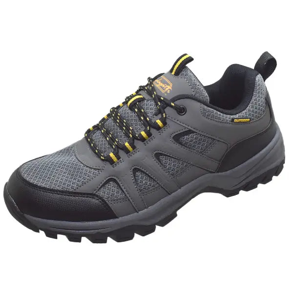 Grey & Black Hiking Shoes with Yellow Accents
