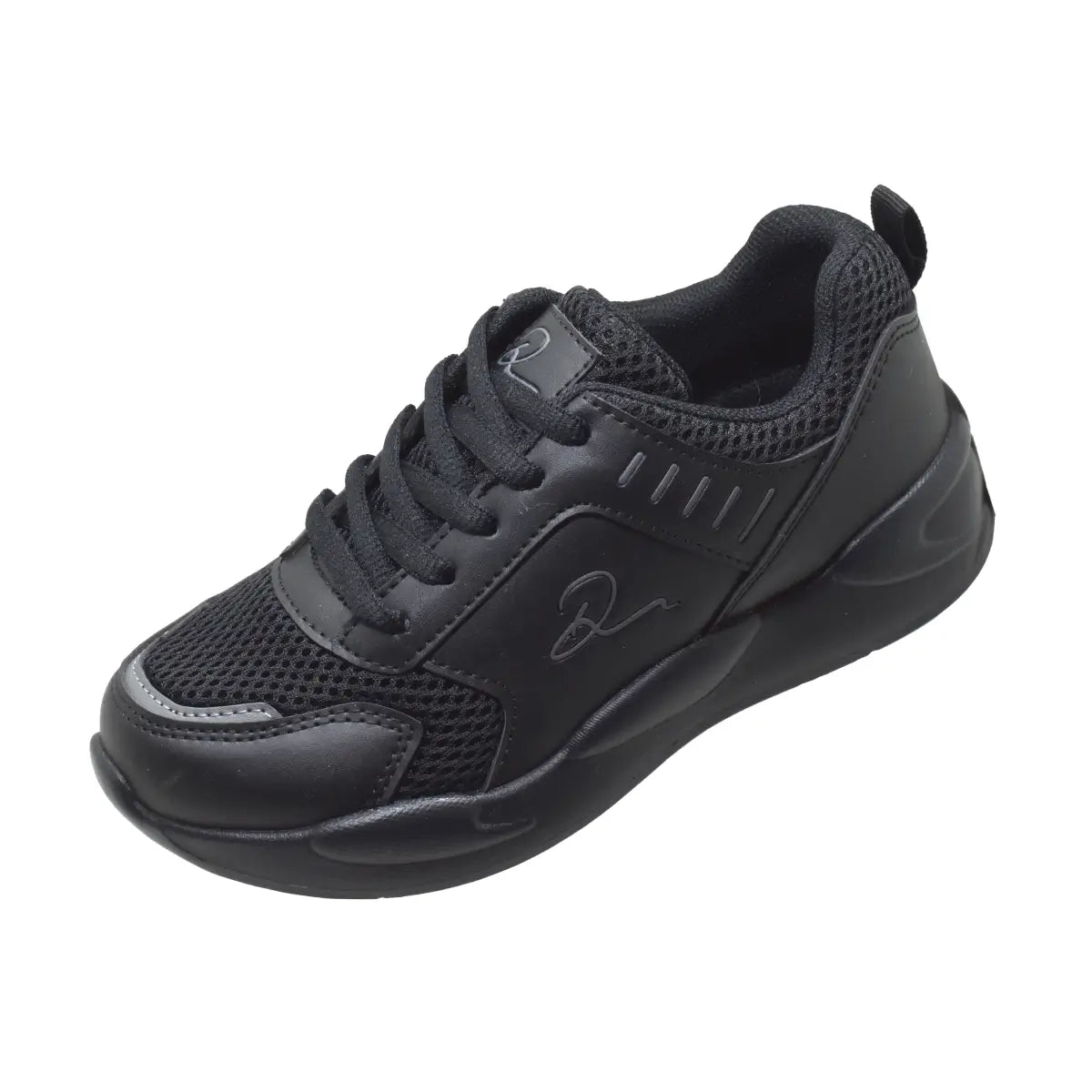 Kids' Sleek Black Lace-Up Sneakers