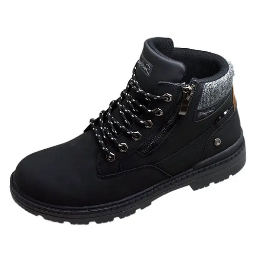 Black High-Top Hiking Boots with Rugged Build