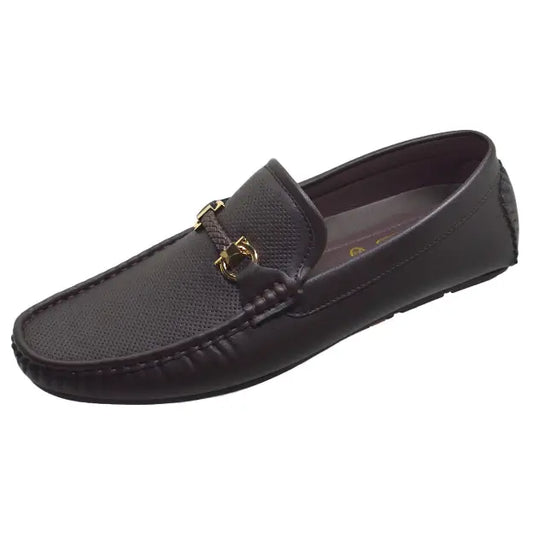 Elegant Brown Loafers with Metal Ornament