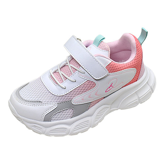 Girls' White & Pink Sneakers