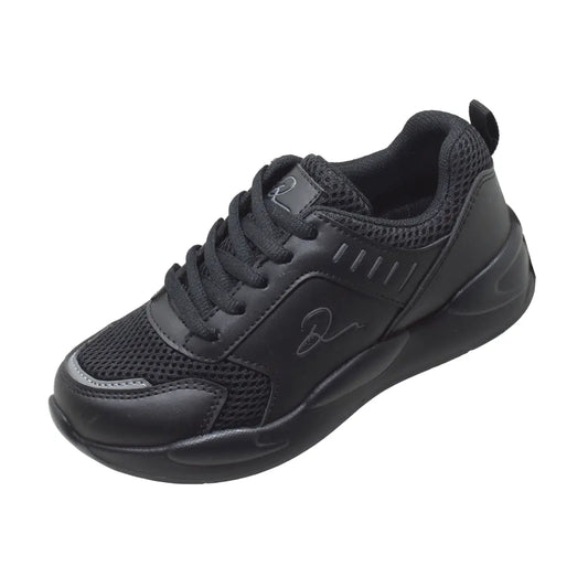 Kids' Sleek Black Lace-Up Sneakers