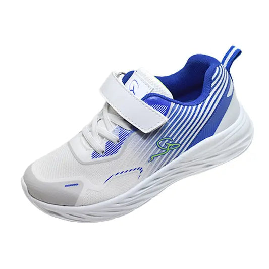 Kids' White Sneakers with Blue Accents