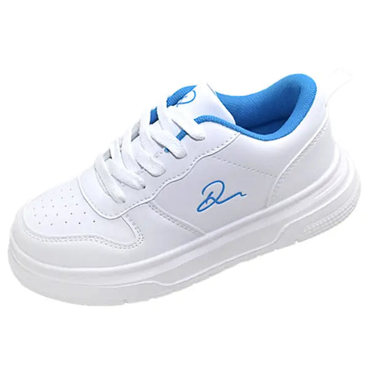 Kids' White & Blue Low-Top Sneakers