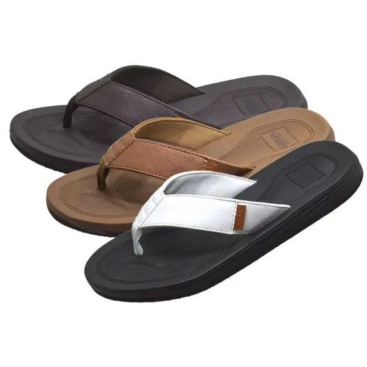 Men’s Sandals in Black, Brown, and Black with White Strap
