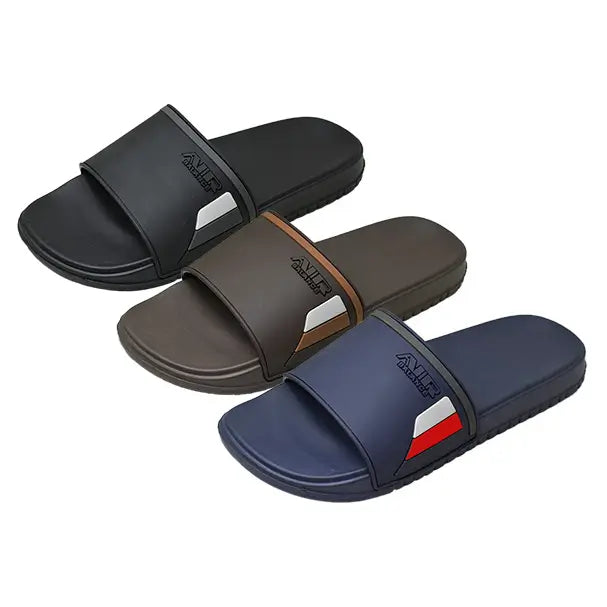 Men’s Sporty Slide Sandals in Black and Navy Blue