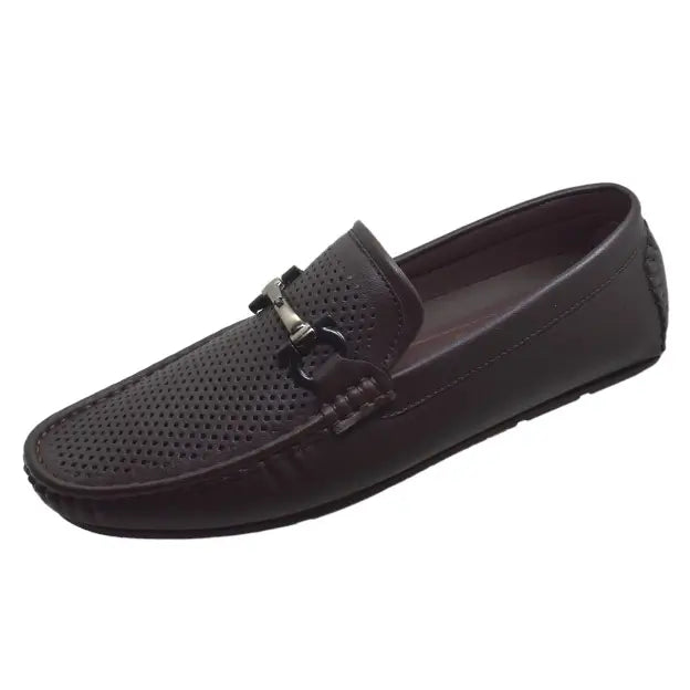 Textured Slip-On Dark Brown Loafers