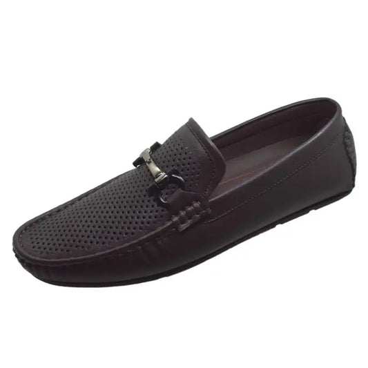 Textured Slip-On Dark Brown Loafers