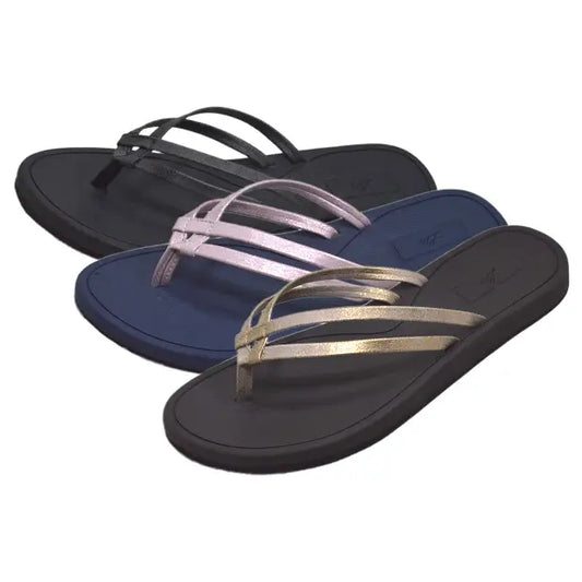 Women's Flip-Flops in Navy, Brown, and Black