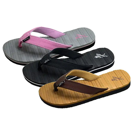 Women's Gray and Pink Flip-Flops with Contrasting Straps