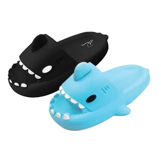 Women's Shark-Themed Slides – Fun & Playful Design (Black & Blue)