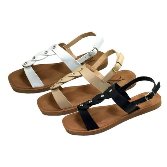Women's Strappy Sandals with Cork-Style Sole